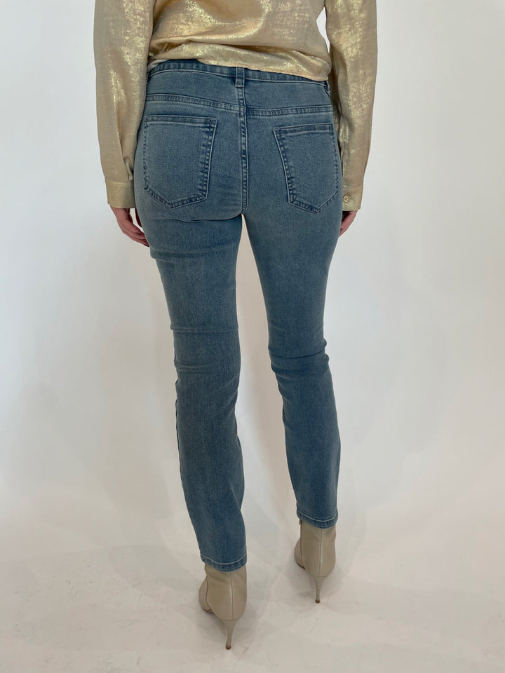 BK Lilly Sequin Flowers Denim Jeans available at Barbara Katz