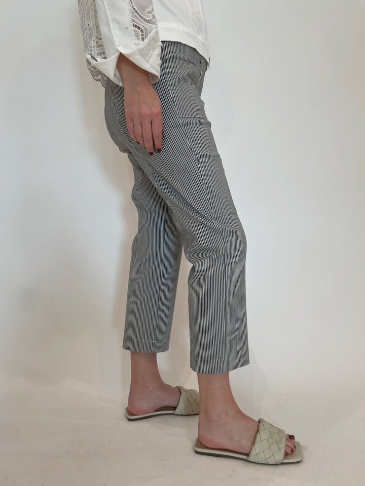 Elliott Lauren Moroccan Stripe Crop Cargo Pants in Black/White available at Barbara Katz