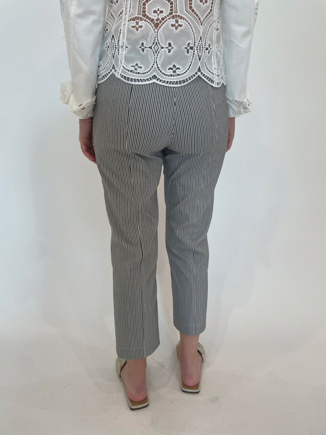 Elliott Lauren Moroccan Stripe Crop Cargo Pants in Black/White available at Barbara Katz