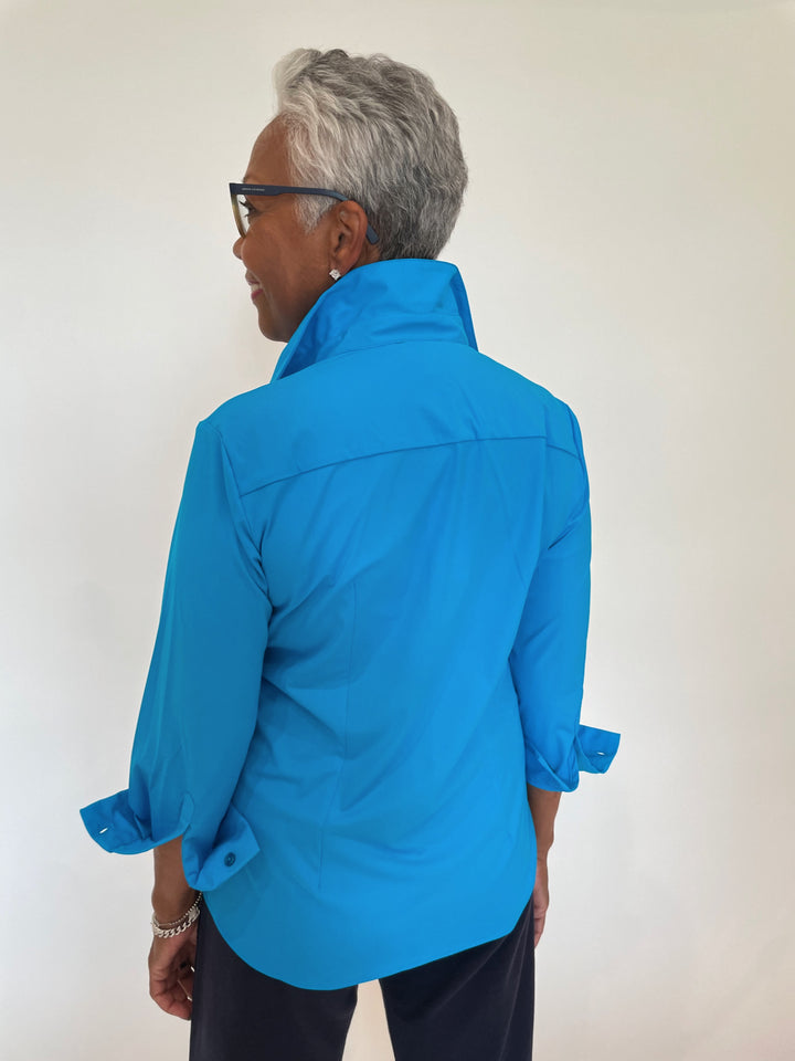 BK Diane 3/4 Sleeve Shirt in Turquoise available at Barbara Katz