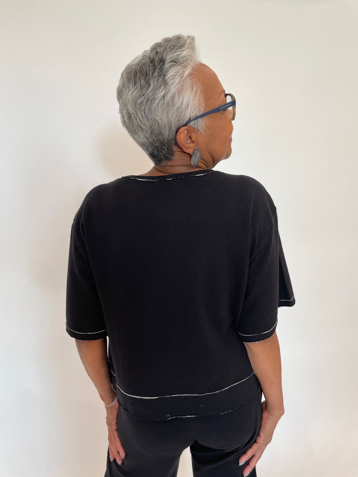 Goldie Stella Double-Faced Kimono Top in Black/Gray Heather available at Barbara Katz