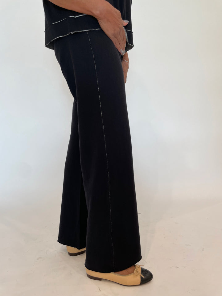 Goldie Stella Double-Faced Flare Pants in Black/Gray Heather available at Barbara Katz