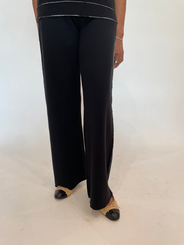 Goldie Stella Double-Faced Flare Pants in Black/Gray Heather available at Barbara Katz