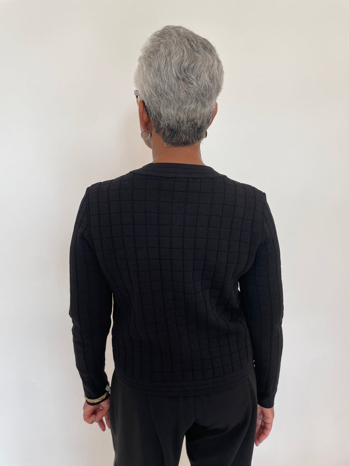 BK Bridget Grid Knit Jacket in Black available at Barbara Katz