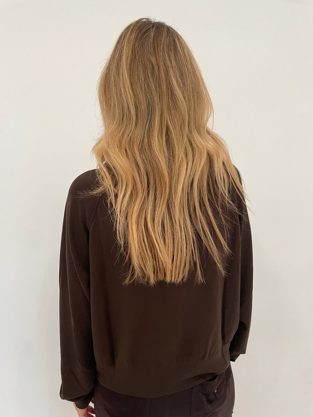 BK Caroline Half Zip-Up Collar Sweatshirt in Chocolate Brown available at Barbara Katz