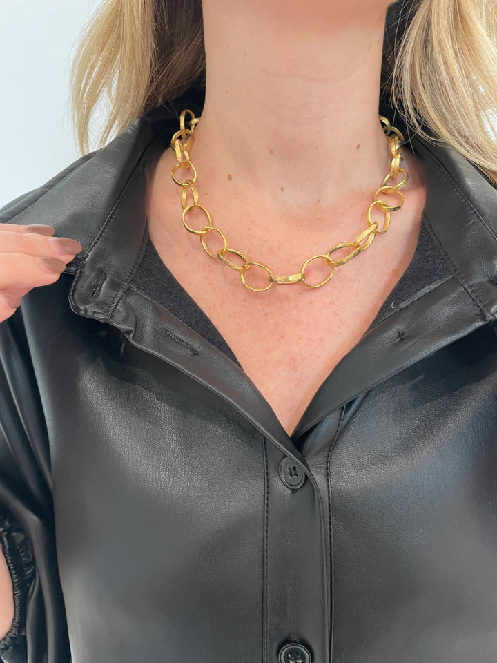 BK Pam Small Circle Links Necklace - Gold available at Barbara Katz