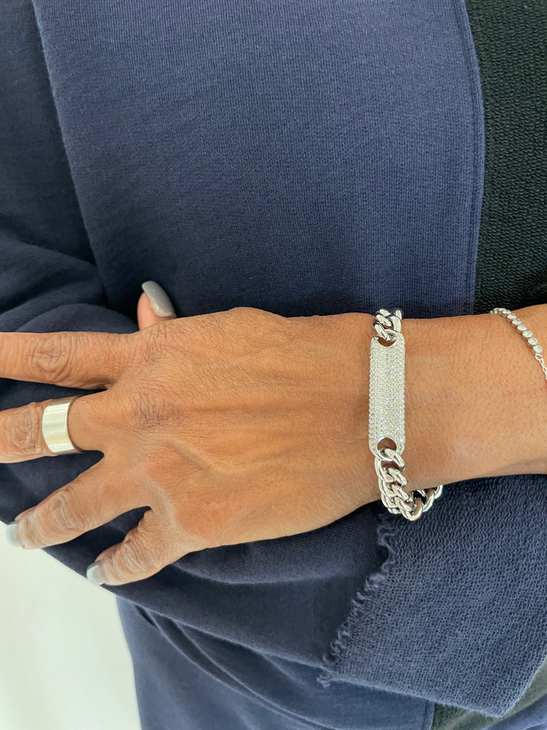 BK CZ Bar Link Bracelet - Silver available at Barbara Katz