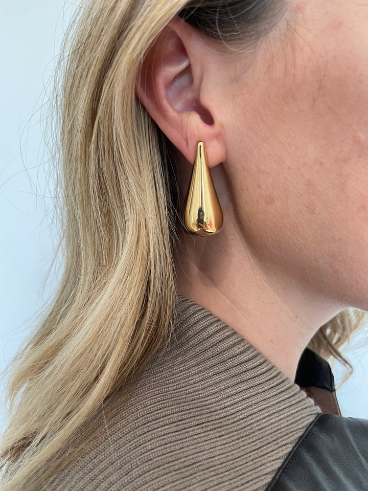 BK Drop Long Post Earrings - Gold available at Barbara Katz