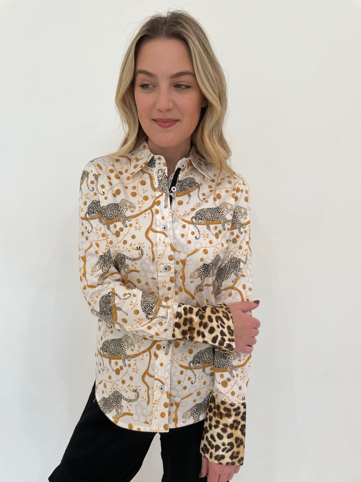 Dizzy-Lizzie Rome Long Sleeve Shirt - Sleepy Cheetahs Print available at Barbara Katz