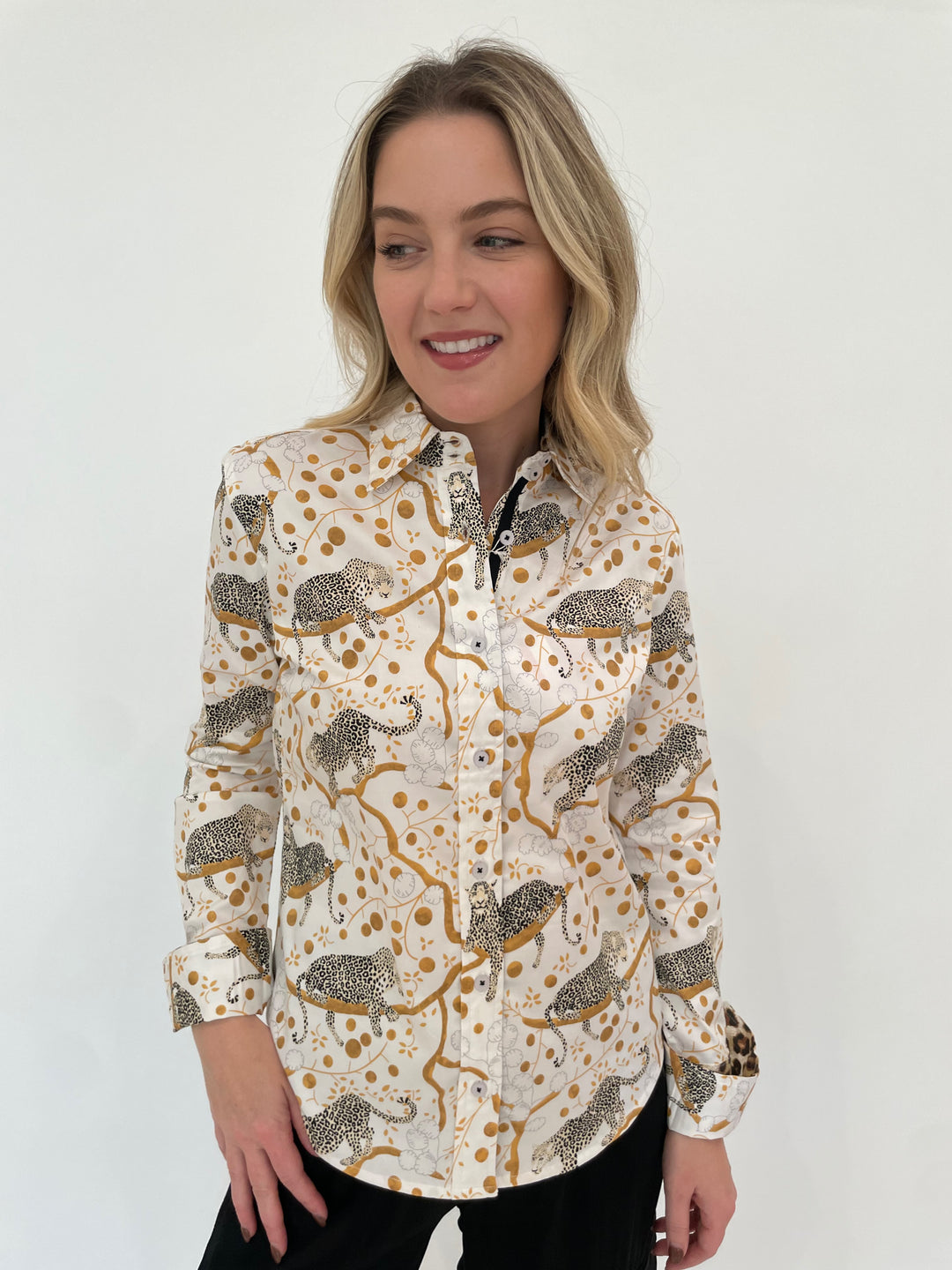 Dizzy-Lizzie Rome Shirt - Sleepy Cheetahs Print available at Barbara Katz