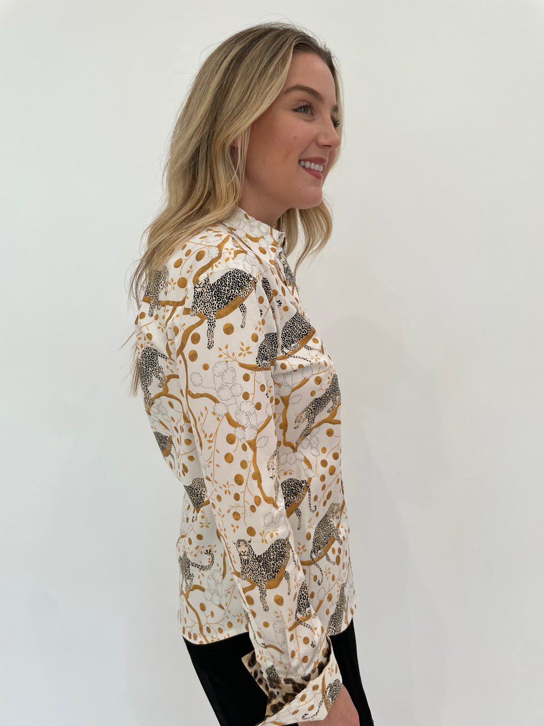 Dizzy-Lizzie Rome Long Sleeve Shirt - Sleepy Cheetahs Print available at Barbara Katz