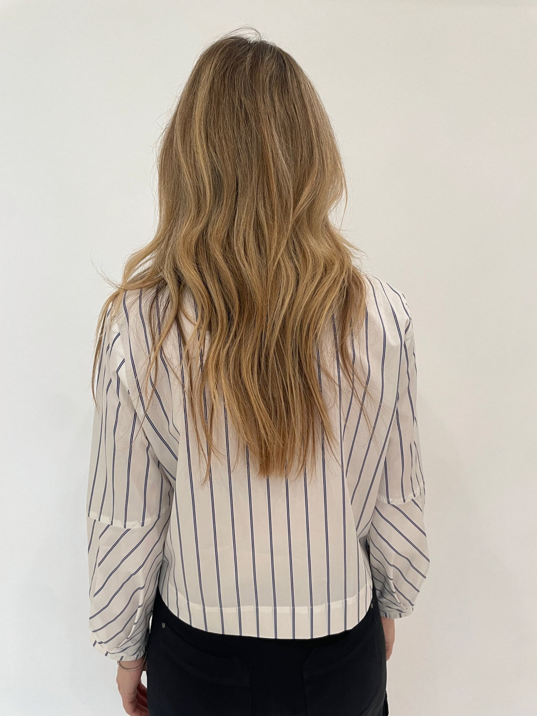 Finley Emmy Double Pinstripe Top in White/Blue available at Barbara Katz