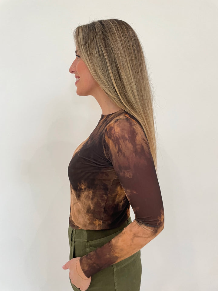 AMB Velvet Dye Earth Florence Double Sheer Top paired with Marrakech Gavyn Cargo Pants in  Pine available at Barbara Katz