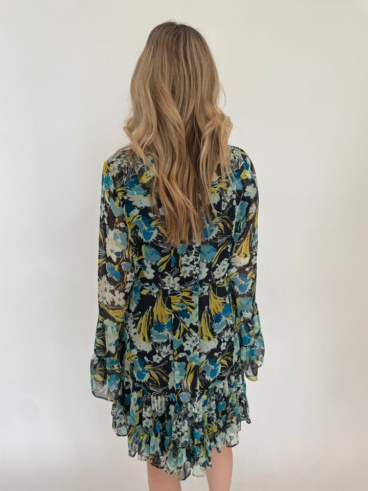 Cinq a Sept Lyra Tossed Floral Dress in Obsidian Multi available at Barbara Katz