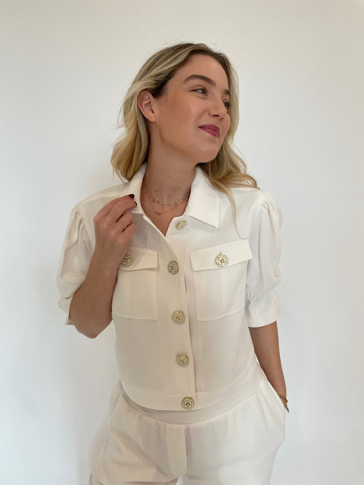 Cinq a Sept Julieta Jacket in Ivory available at Barbara Katz