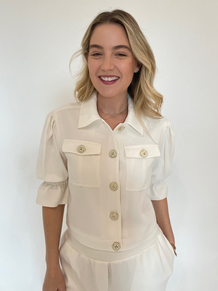 Cinq a Sept Julieta Jacket in Ivory available at Barbara Katz