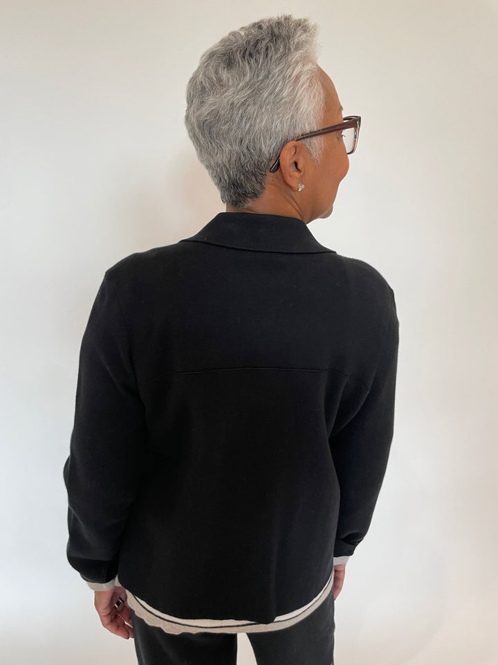 Kinross Crop Utility Cardigan in Black available at Barbara Katz