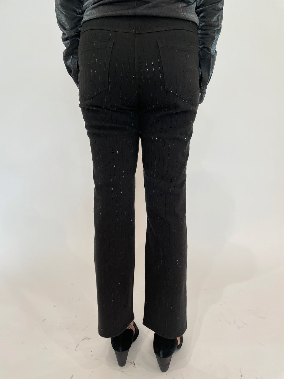 Lysse Crystal Straight Leg Jeans in Black available at Barbara Katz