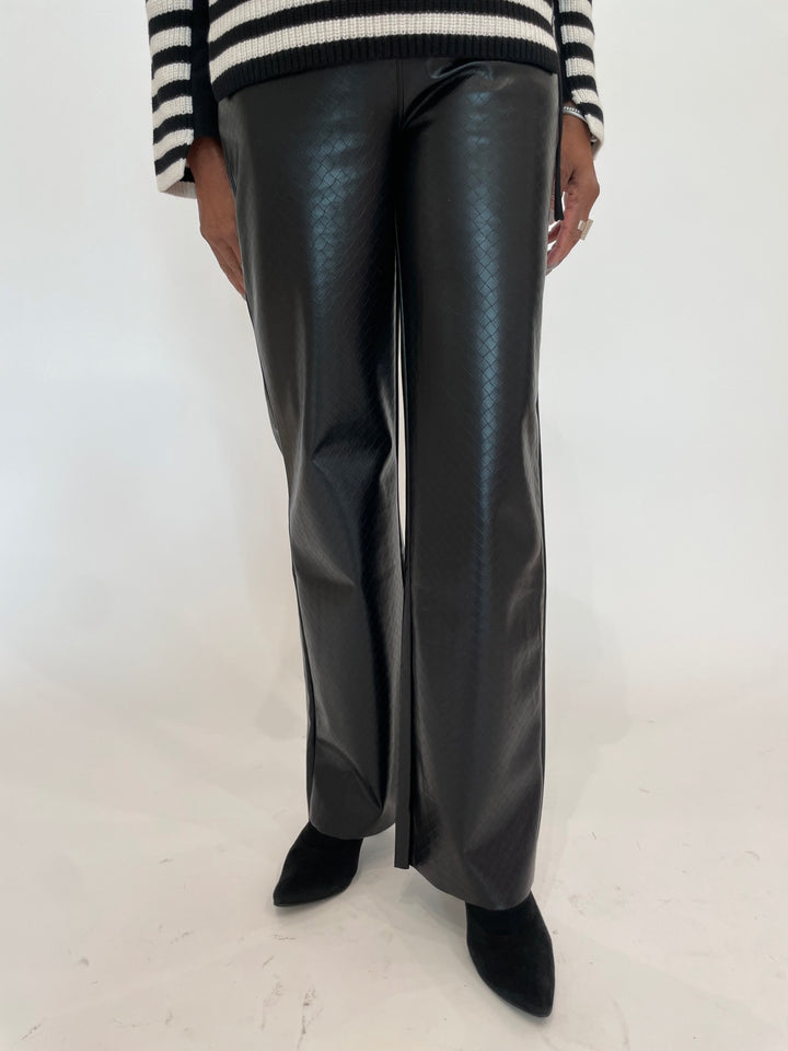 Lysse Amara Straight Flare Vegan Leather Pants in Black Wicker available at Barbara Katz