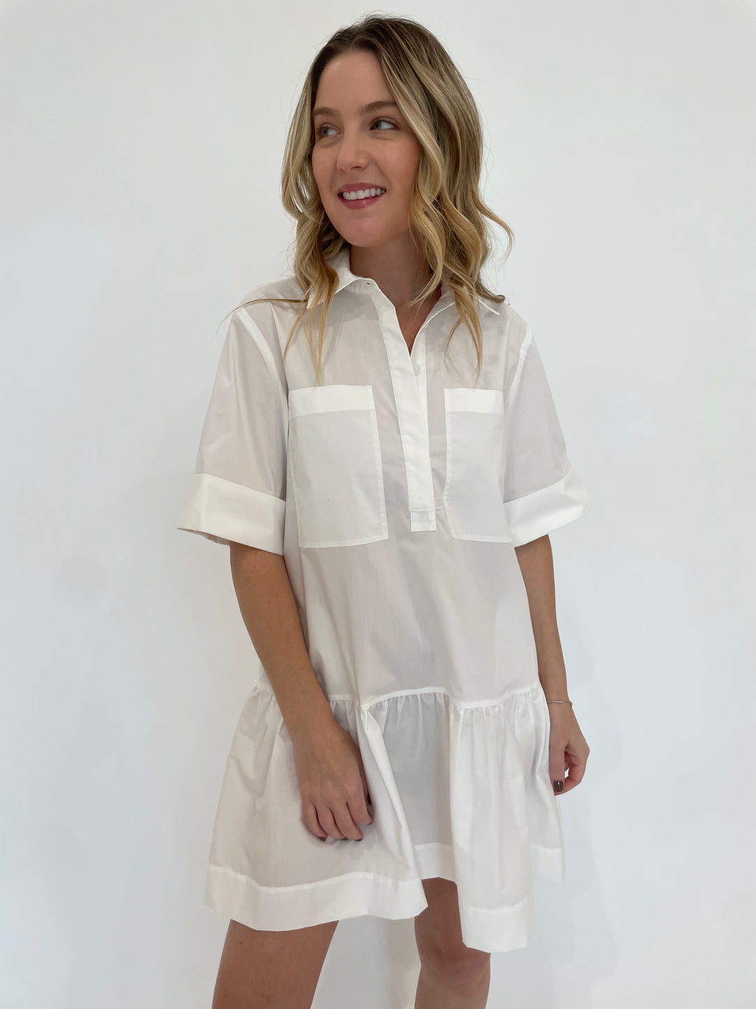 Simkhai Cris Shirt Dress in White available at Barbara Katz