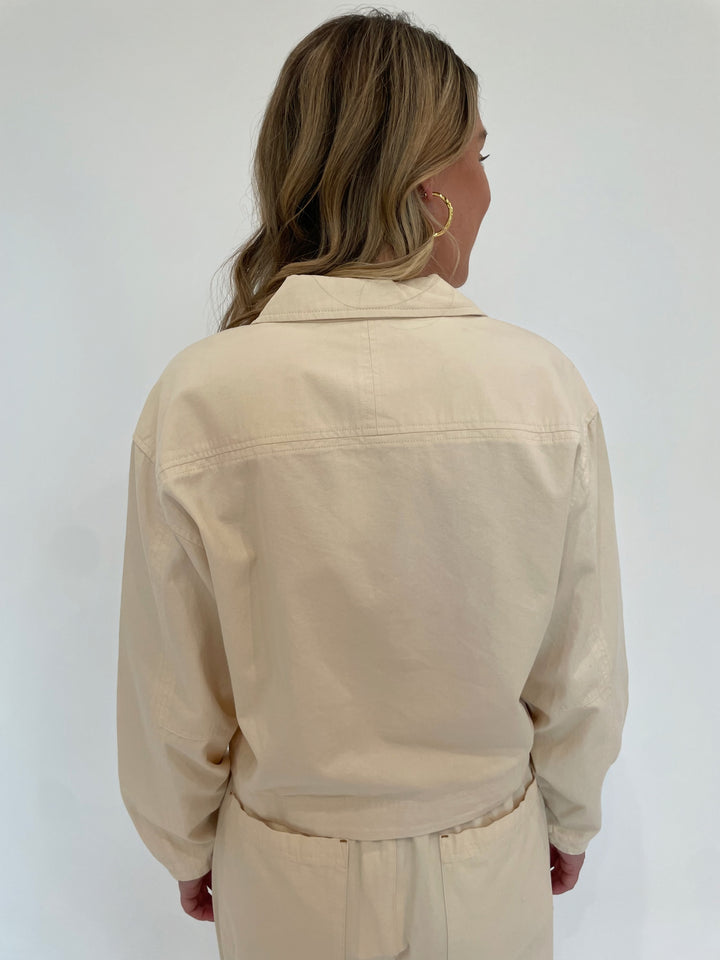 Contrast Trim Jacket - Alabaster