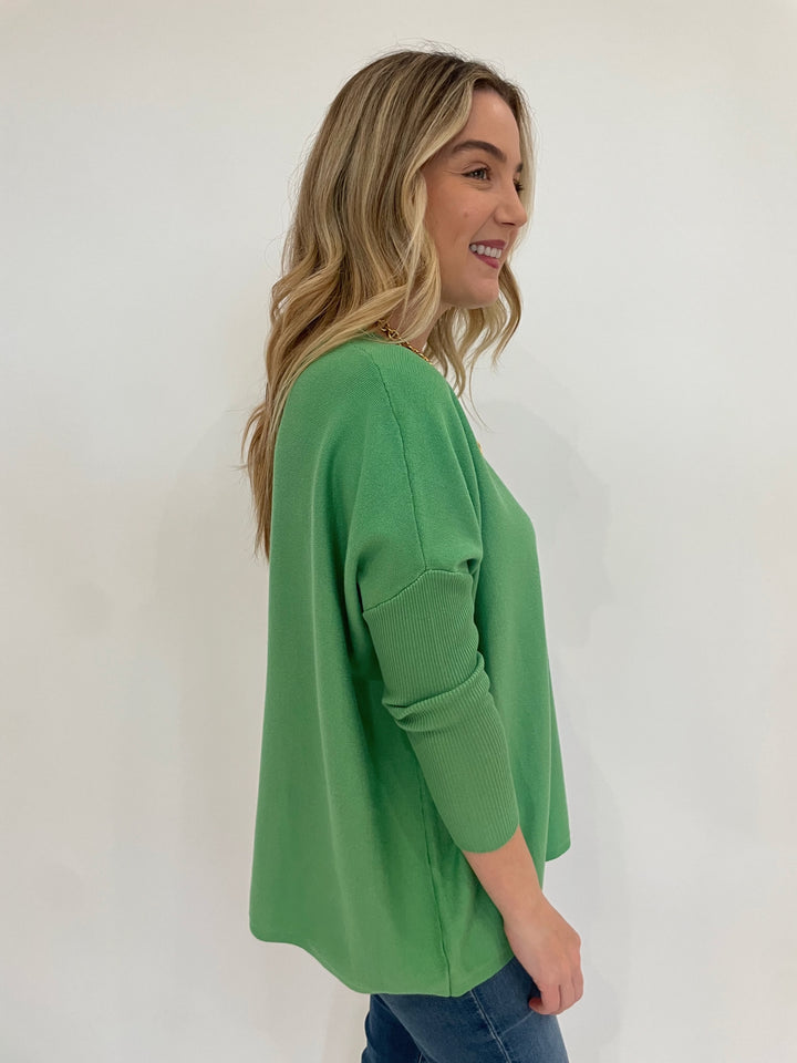 BK Sabrina Boxy Sweater in Island Green available at Barbara Katz