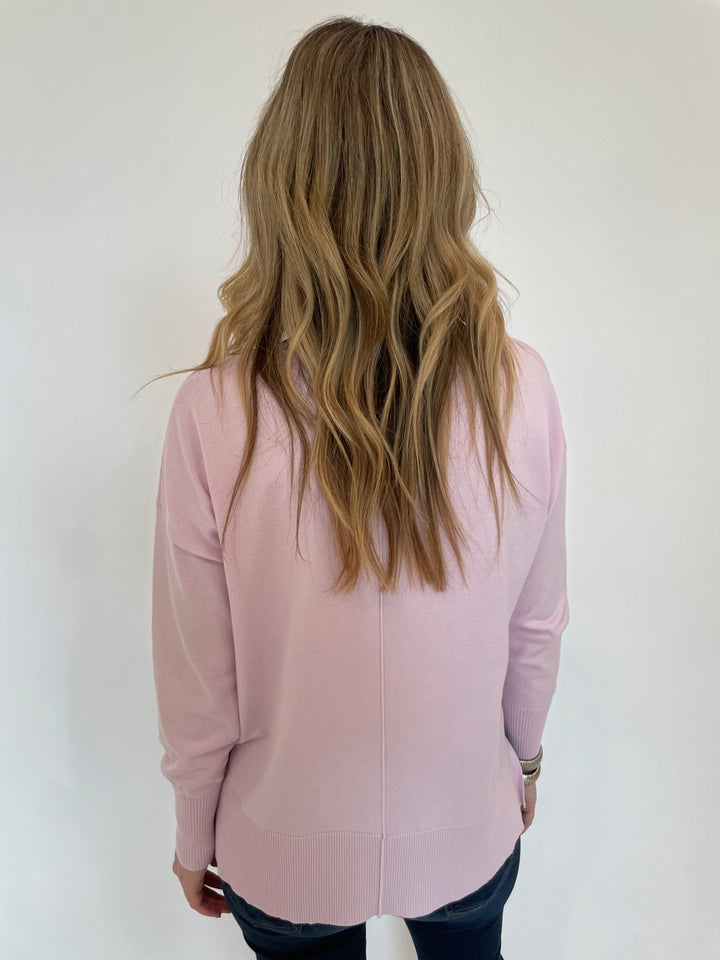 BK Shaina Center Seam Sweater in Pale Pink available at Barbara Katz