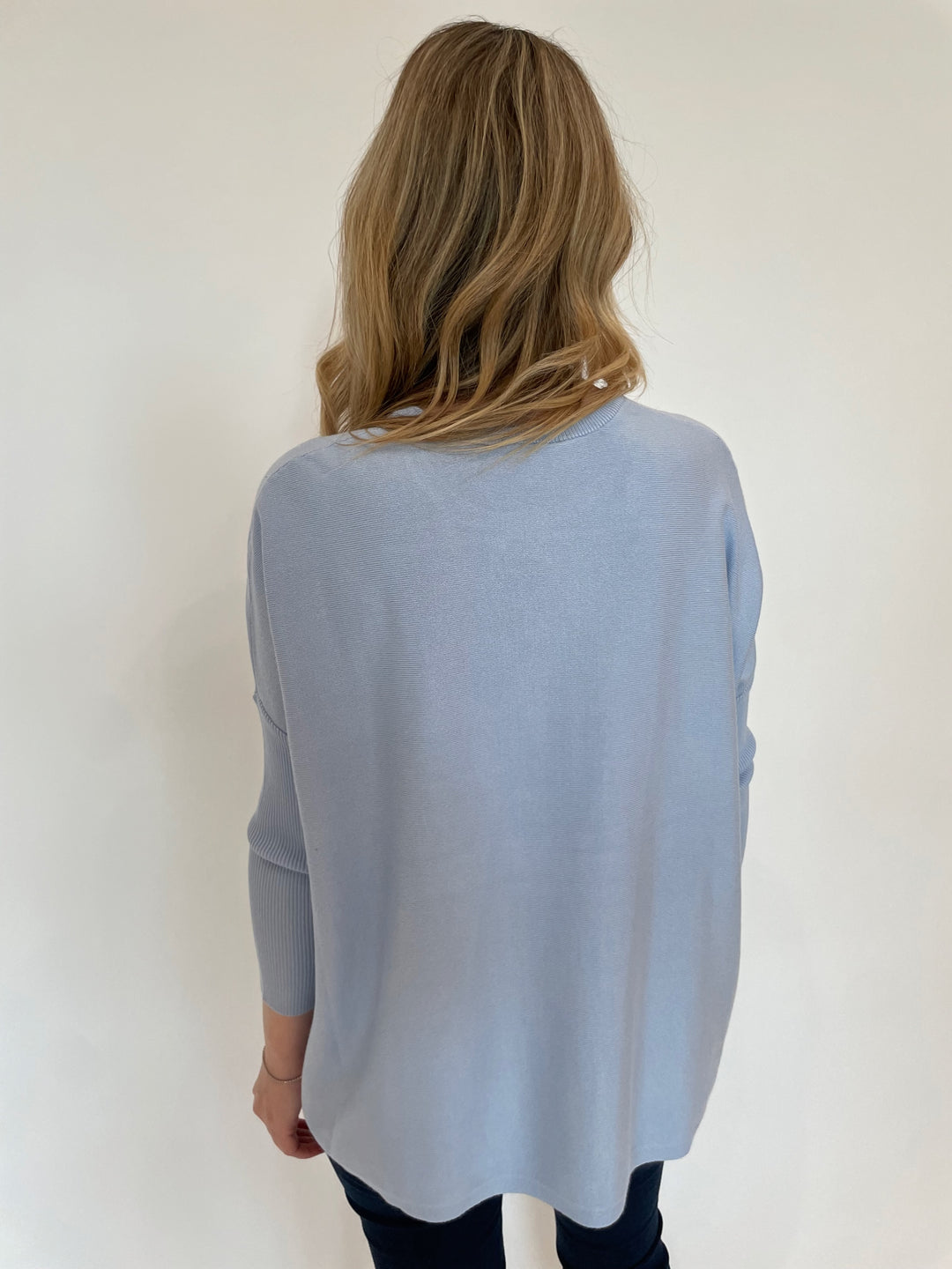 BK Sabrina Boxy Sweater in Light Denim available a t Barbara Katz