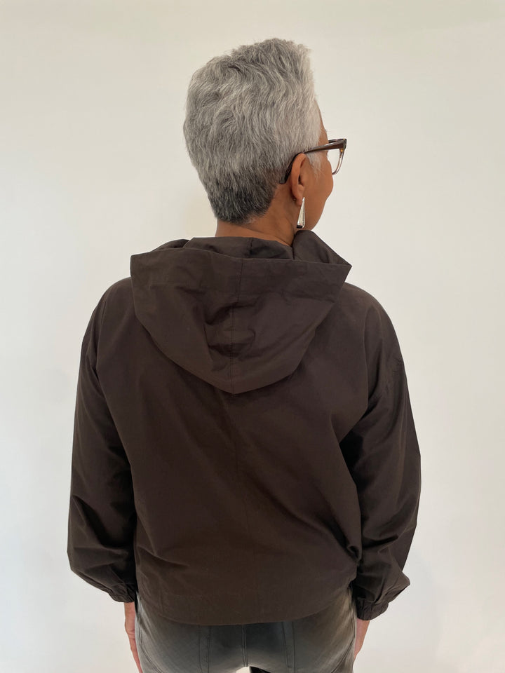 Lilla P. Poplin Hoodie in Black available at Barbara Katz