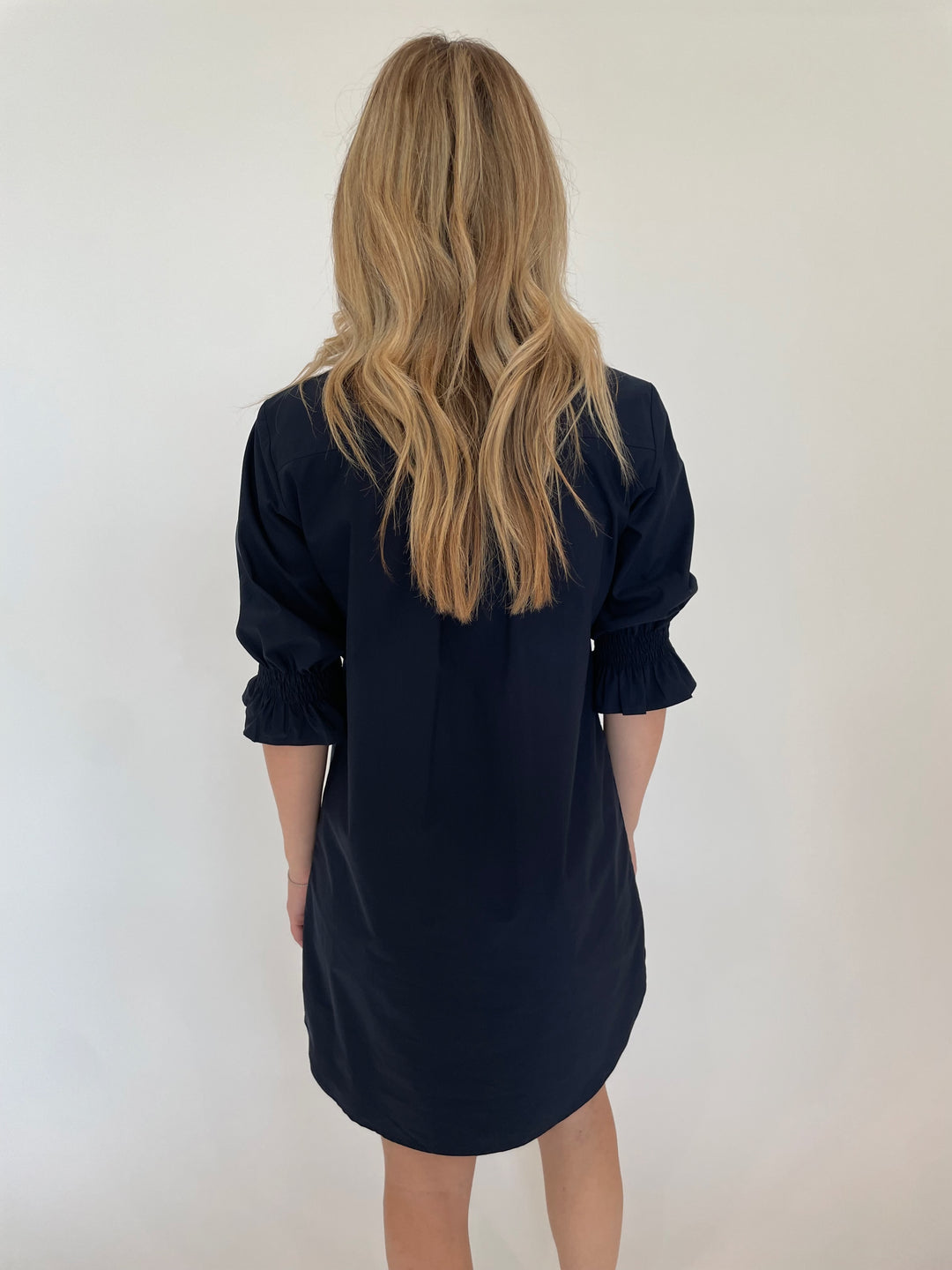 Finley Miller Weathercloth Shirt Dress in Navy available at Barbara Katz