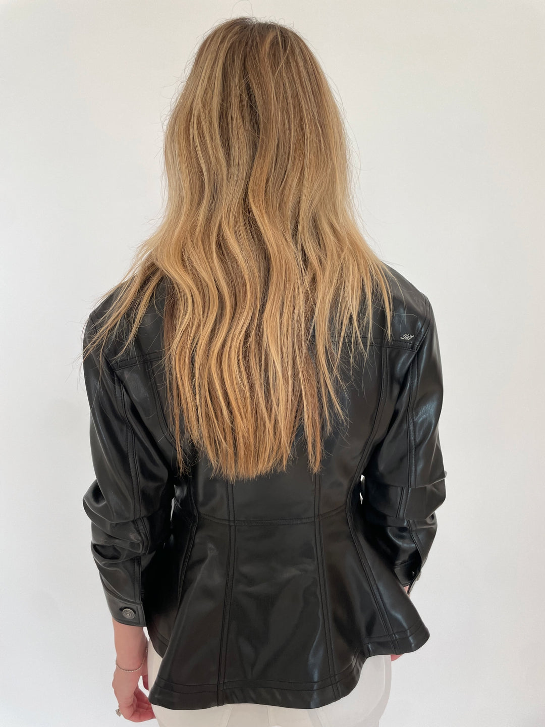 Cinq a Sept Gina Vegan Leather Jacket in Black  available at Barbara Katz