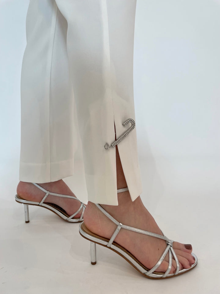 Cinq a Sept Rhinestone Pin Cropped Kerry Pants in Ivory available at Barbara Katz