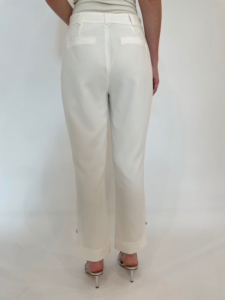 Cinq a Sept Rhinestone Pin Cropped Kerry Pants in Ivory available at Barbara Katz