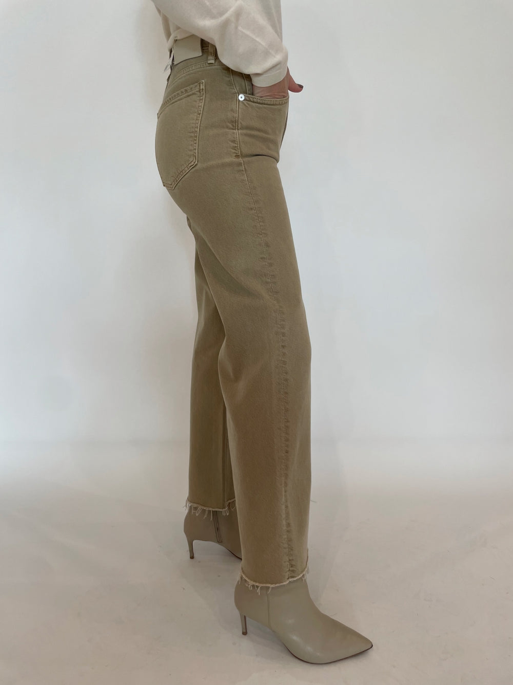 Citizens of Humanity Lyra Crop Wide Leg Jeans in Porcini available at Barbara Katz