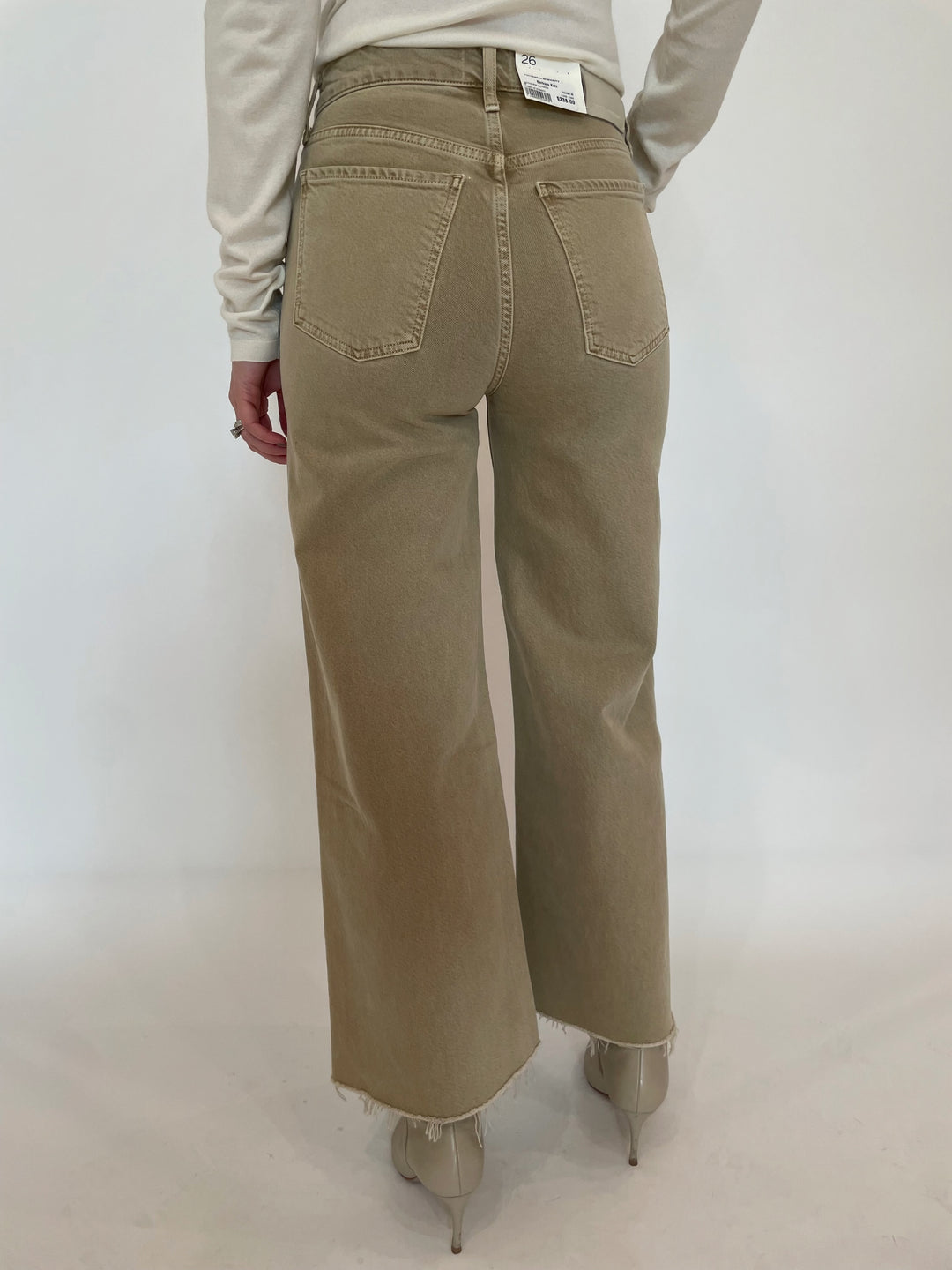 Citizens of Humanity Lyra Crop Wide Leg Jeans in Porcini available at Barbara Katz