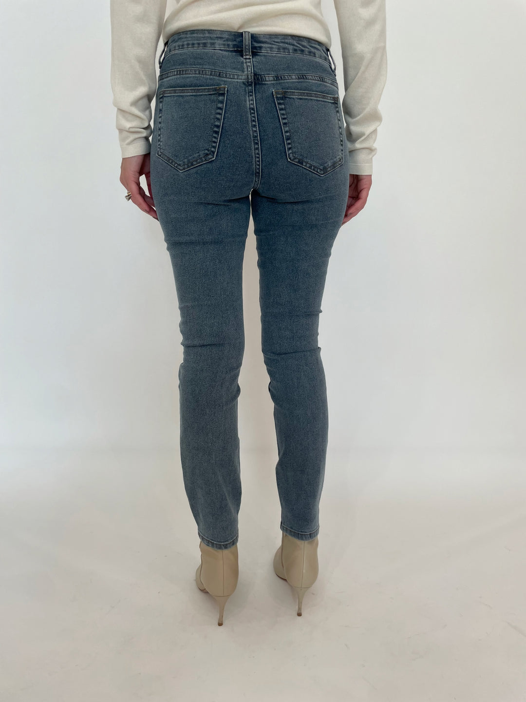 BK Doris Silver Coated Spots Jeans in Denim available at Barbara Katz