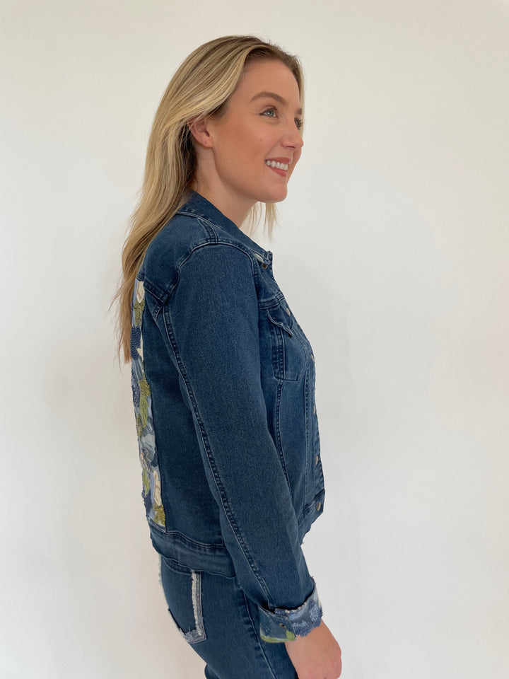 BK Alma Long Sleeve Sequin Denim Jacket available at Barbara Katz