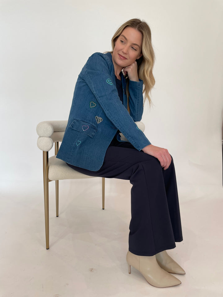 BK Aurora Hearts Denim Blazer available at Barbara Katz