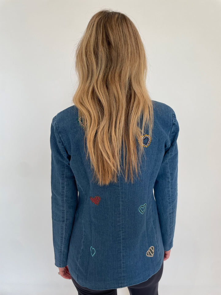 BK Aurora Long Sleeve Denim Blazer With Hearts available at Barbara Katz