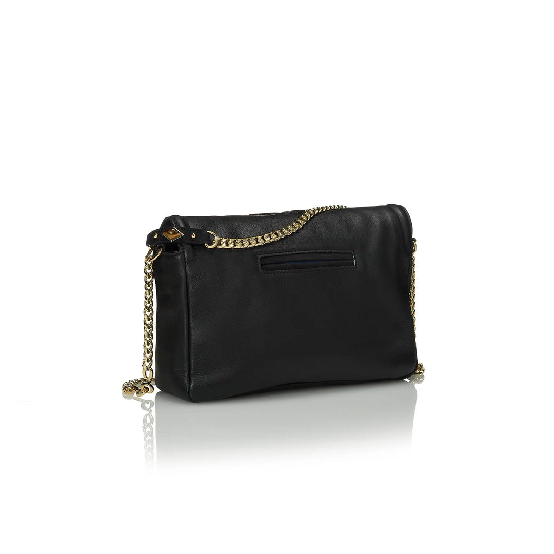 GG Maull Grande GG Bag in Black with gold chain handle available at Barbara Katz