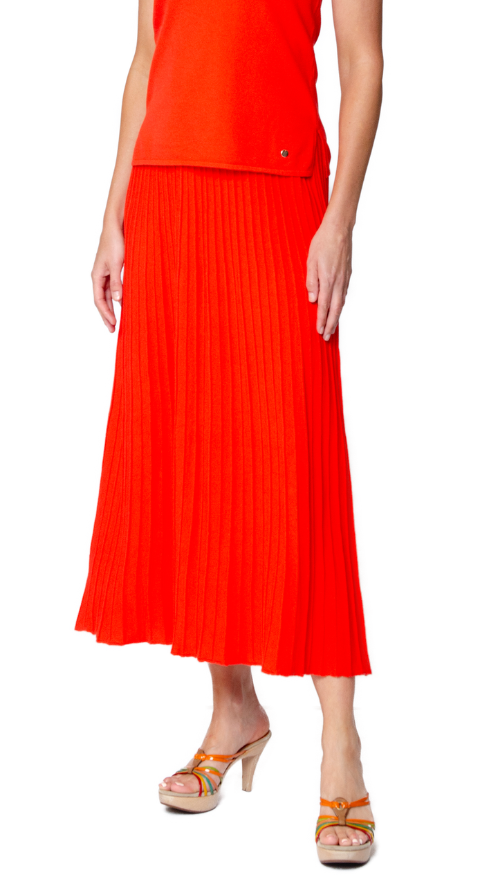 Geraldina Pleated-Knit Maxi Skirt - Bright Orange