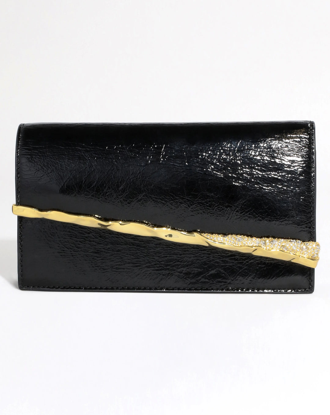 Alexis Bittar Gold Angular Convertible Crossbody Bag in Black Leather available at Barbara Katz