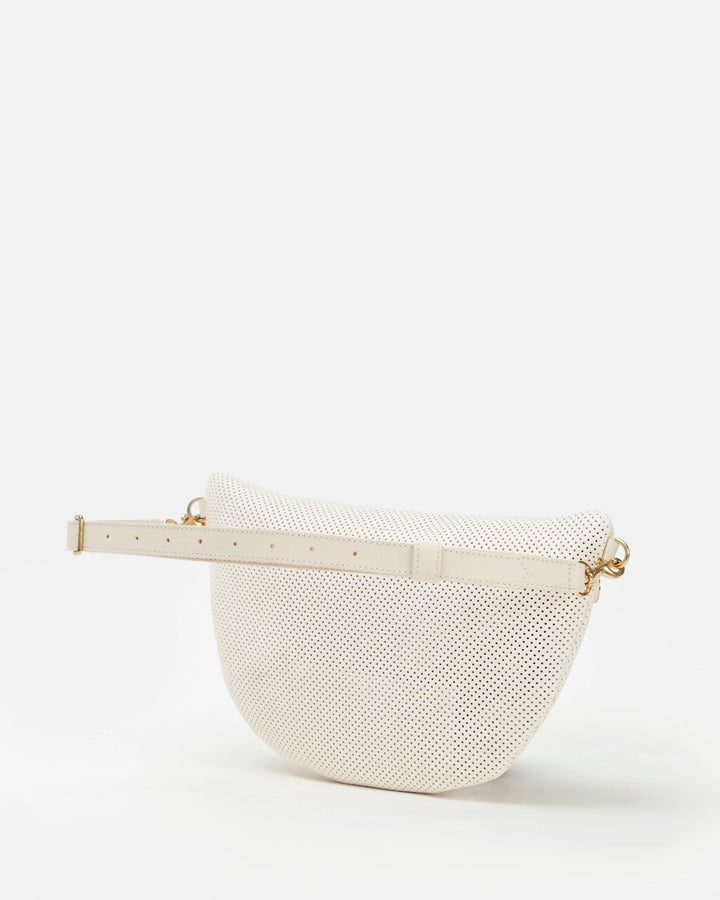 Clare V Grande Fanny Bag in Cream Perf available at Barbara Katz