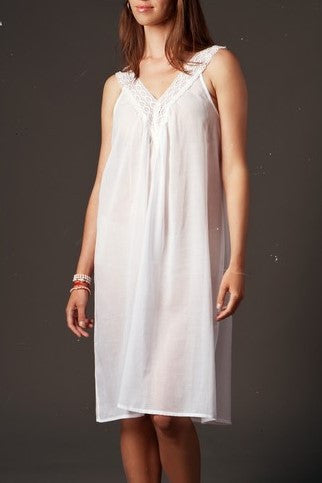 Salua Greek Royalty Gown, sleeveless with lace v-neck - Soft White