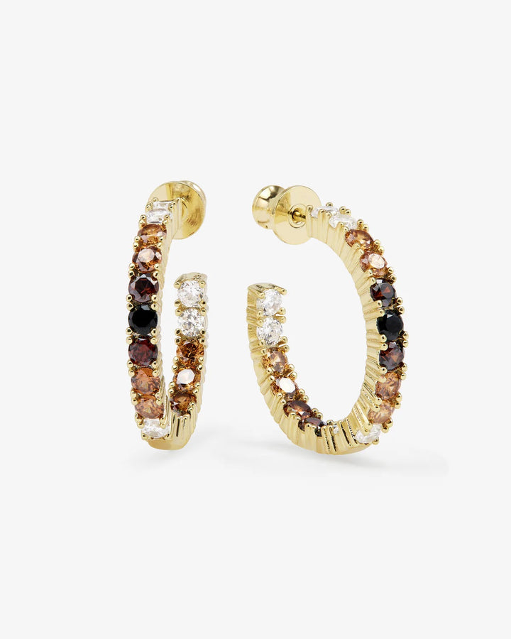 Melinda Maria Heiress Ombre Hoop Earrings in Gold/Black available at Barbara Katz