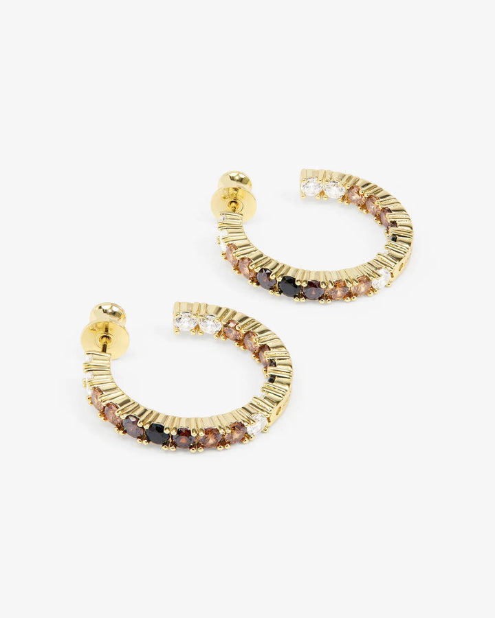 Melinda Maria Heiress Ombre Hoop Earrings 1" in Gold/Black available at Barbara Katz