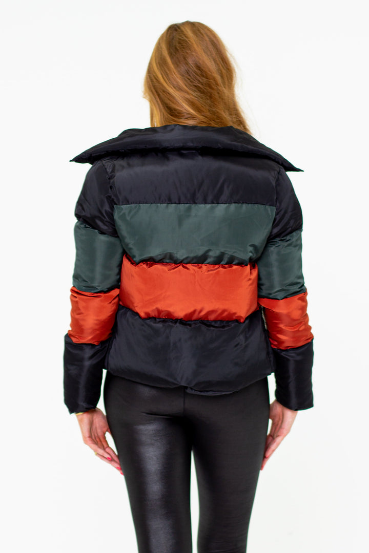 BuddyLove Addison Striped Puffer Jacket in Woodland available at Barbara Katz