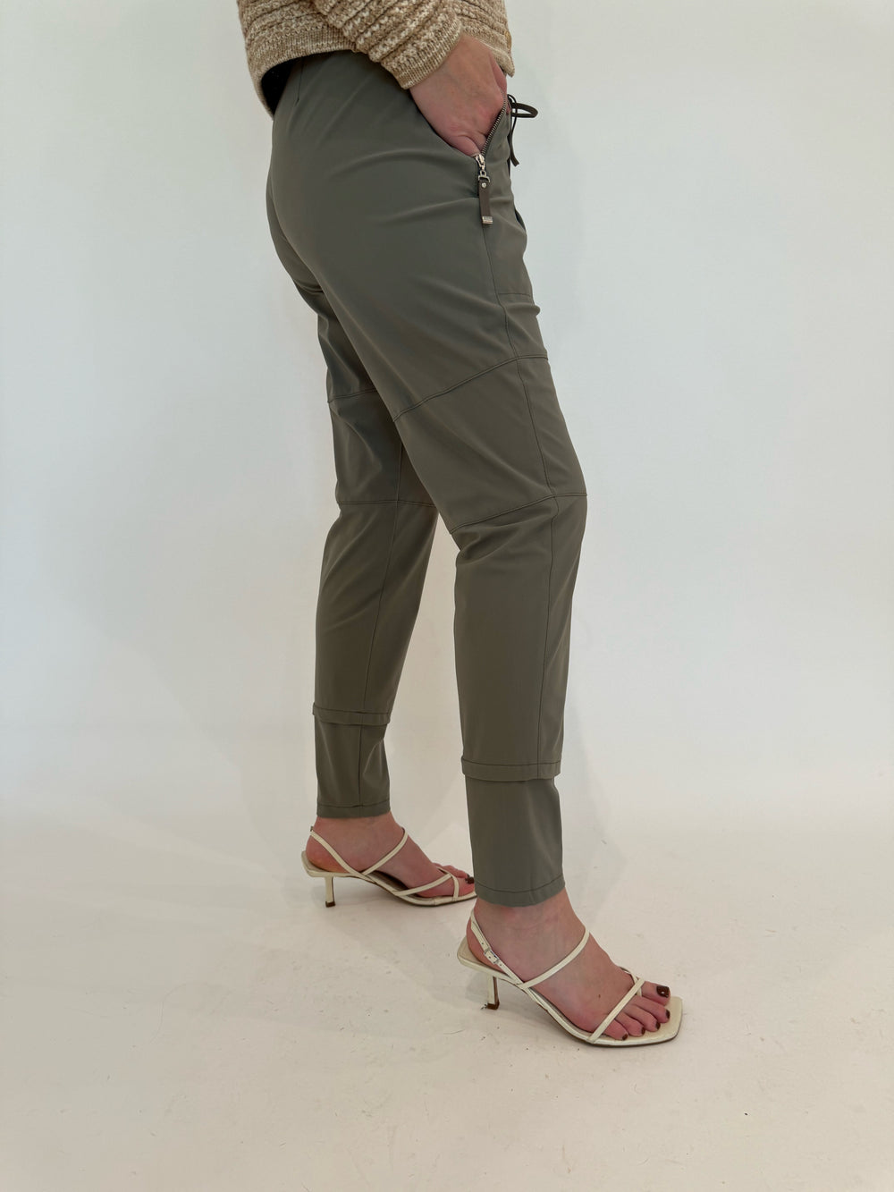 Raffaello Rossi Candy Pants in Green Gray available at Barbara Katz