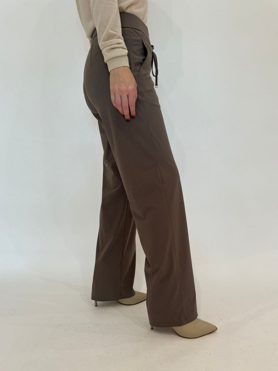 Raffaello Rossi Candice Straight Tech Pants - Taupe available at Barbara Katz