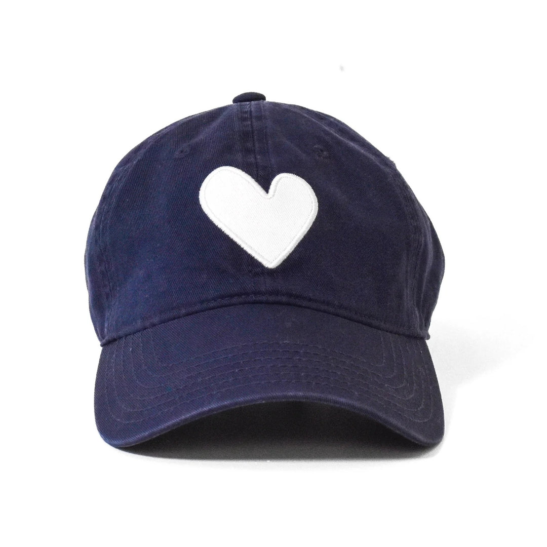 Kerri Rosenthal Baseball Hat Heart Patch in Indigo/White available at Barbara Katz